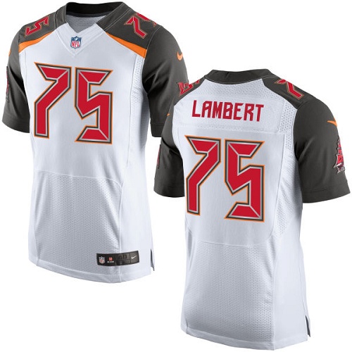 Men's Elite Davonte Lambert Nike Jersey White Road - #75 NFL Tampa Bay Buccaneers